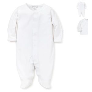 White Kissy Kissy snap footy with scalloped edge detail